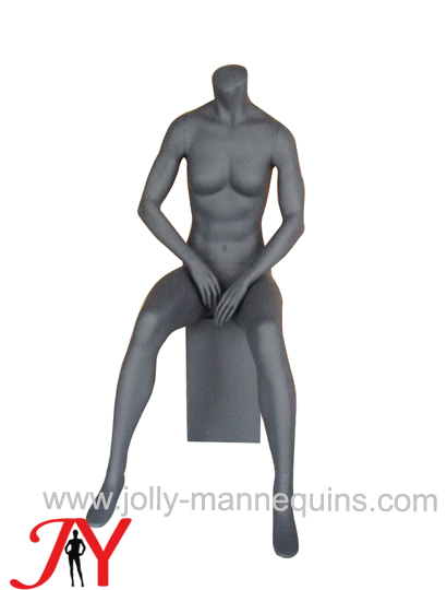 jolly mannequins sport female headless sitting mannequin metalic grey color M-7