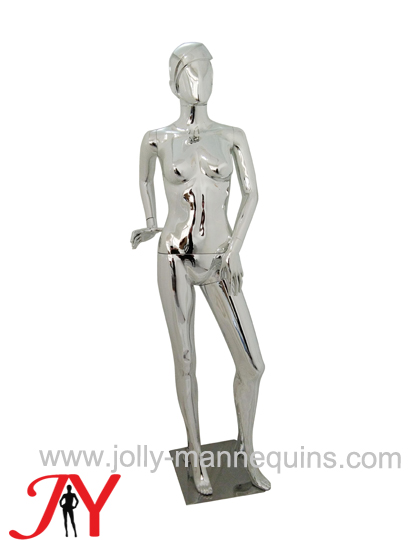 电镀模特高档橱窗展示 全身女服装模特道具电镀银色人体展示架 SF-5