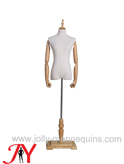 JOLLY MANNEQUINS-服装店展示半身包布女模特 原木色头盖 原木色榉木手臂榉JY-DF02A