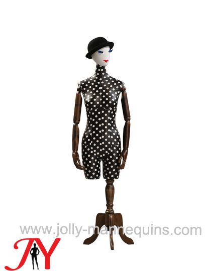 JOLLY MANNEQUINS-模特道具红唇睫毛化妆半身包布女模特，黑白点PU皮，服装店展示JY-DF04