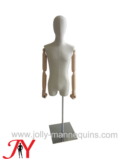 JOLLY-MANNEQUINS-高档麻布实木活动手半身分腿男模特实体店橱窗展示道具服装店衣架JY-MU02