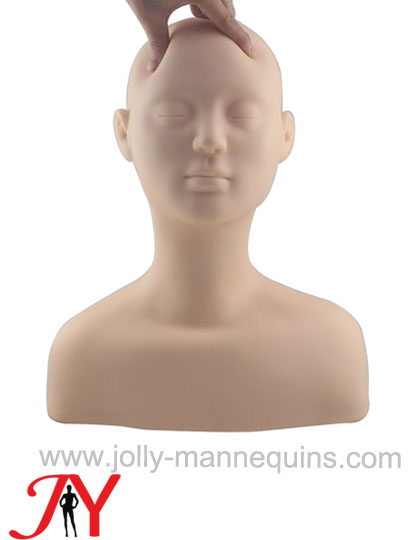 JOLLY MANNEQUINS-软质练习头模带肩膀美容化妆练习人头头模 皮肤管理头模半身皮肤练习头模PH009