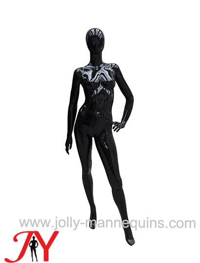 Jolly mannequins-female egghead mannequin with black glossy skin-JY-RP-K4698