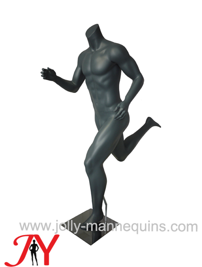 jolly mannequins male headless sport running -strolling mannequin metalic grey color-M-5