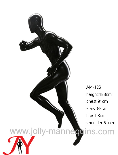 Jolly mannequins- black glossy color egghead abstract male sport  runner  mannequin athletic mannequin body AM-126