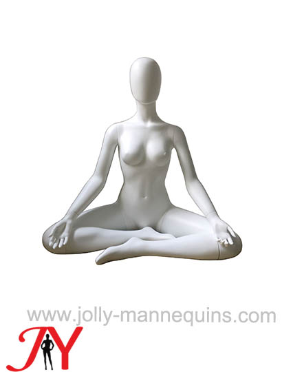 Jolly mannequins-白色哑光蛋头女瑜伽盘姿人体模特 YG-5