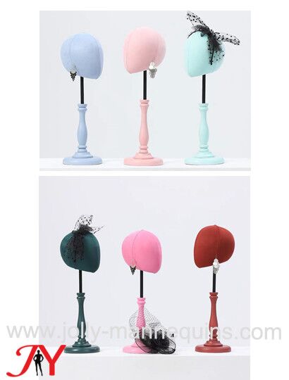 Jolly mannequins suede fabric cover hats display female egghead mannequin head form Lina
