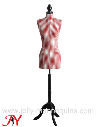 jolly mannequins red checked fabric female dress form B01