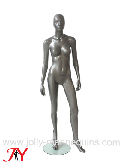 jolly mannequins silver glossy straight arms female abstract mannequin Alfa04