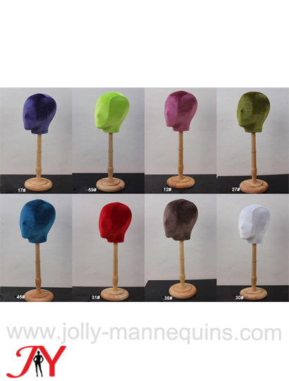 jolly mannequins abstract face colored velvet female mannequin head form Heidi