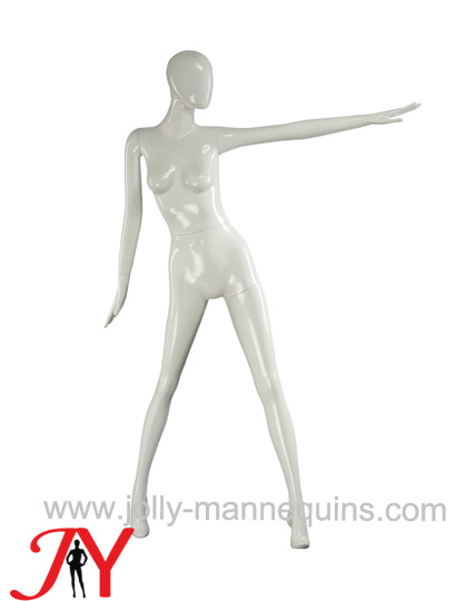 Jolly mannequins visual display use female egghead mannequin unique mannequin pose high glossy white color JY-1031
