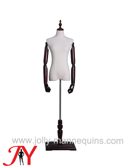 JOLLY MANNEQUINS-女半身包布模特不带腿 深棕色木头盖 深棕色仿古手臂JY-DF02