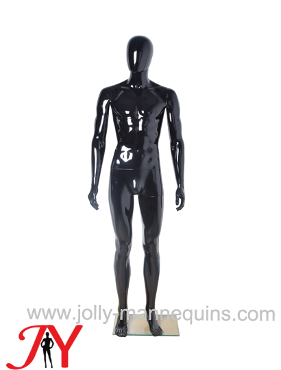 Jolly mannequins-Plastic male mannequin black glossy egghead-M1