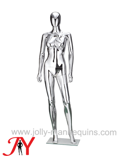 Jolly mannequins-plastic female egghead mannequin silver chrome-F18
