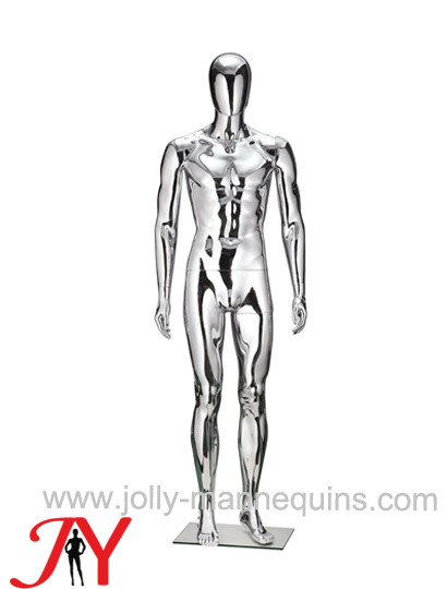 Jolly mannequins-plastic male egghead mannequin silver chrome M1