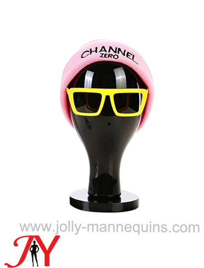 Jolly mannequins-Plastic egghead design mannequin display head with short neck black glossy PH002B