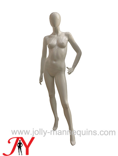 高光亮白鹅蛋头左手叉腰标准体型女装休闲服装模特 JY-K4698RP