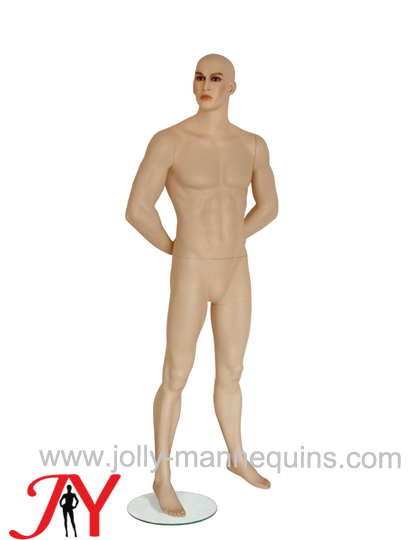 双手背后全身站立化妆男模特 西装橱窗展示肌肉模特RT-03