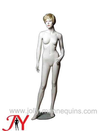 左手抚腿上全身站立女模特道具 肤色化妆女模特高档服装连衣裙模特道具JY-0188