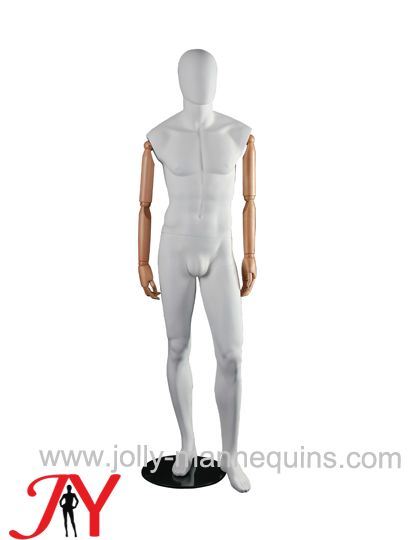 JOLLY MANNEQUINS-蛋头全身玻璃钢男模特展示道具 榉木活动手臂YG-1 