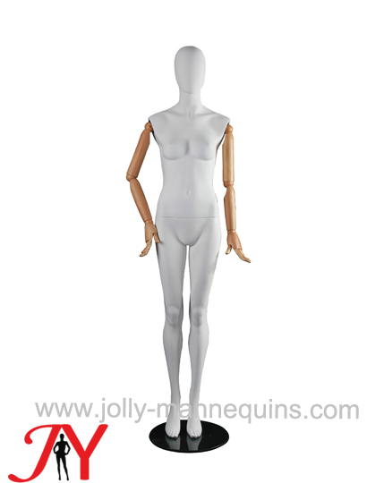 Jolly mannequins-female egghead mannequin white with woodren arms-jolly-YG-04