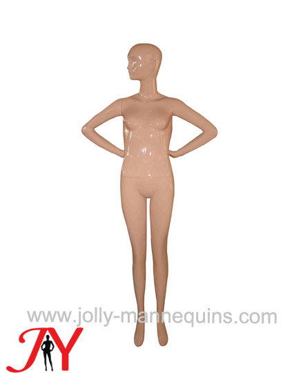 Jolly mannequins fibreglass female abstract mannequin straight legs light yellow high glossy painted JY-AFM20