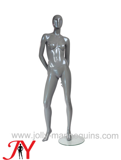 Jolly mannequins relaxing casual pose female abstract mannequin high glossy Grey with glass base JY-CF311