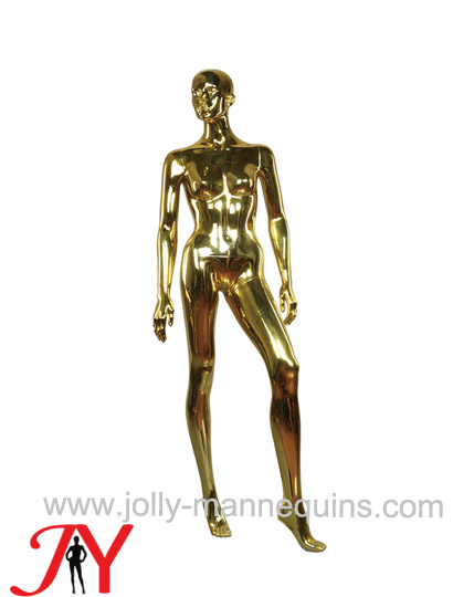 Jolly mannequins golden glossy color abstract female mannequin left leg leaning pose JY-FAF6
