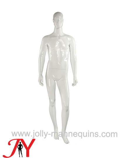 Jolly mannequins white glossy color abstract male mannequin straight arms left leg leaning pose JY-WN1
