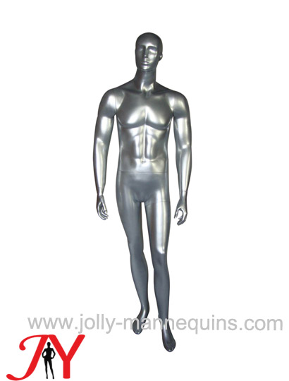 Jolly mannequins silver color abstract male mannequin straight arms left leg leaning pose JY-AM1