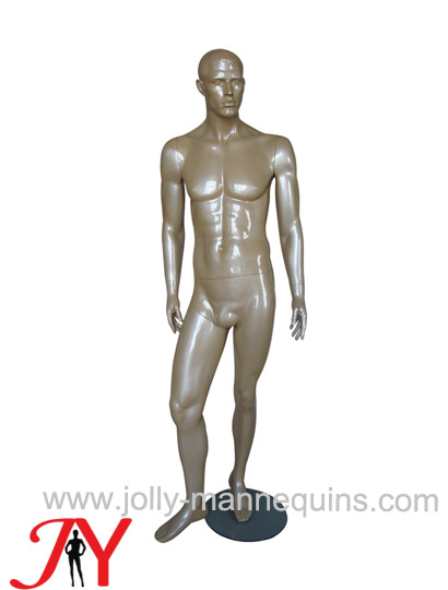 Jolly mannequins-light brown glossy color abstract male mannequin straight arms right leg leaning pose JY-NG4