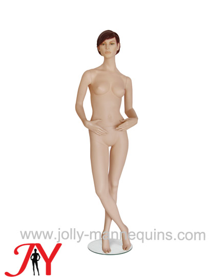Jolly mannequins sculpture hair realistic female mannequin cross legs JY-CS11