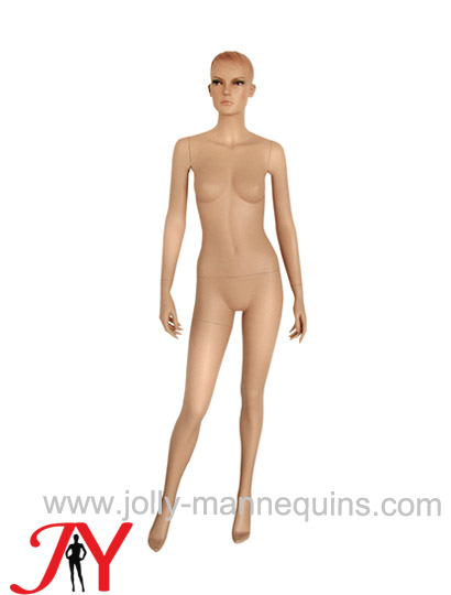 Jolly mannequins skin color realistic sculpture hair female mannequin straight arms right leg leaning pose JY-TN37