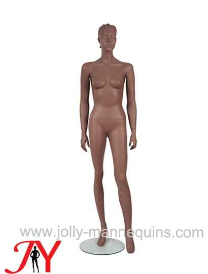 Jolly mannequins brown color realistic sculpture hair female mannequin straight arms JY-SBF1