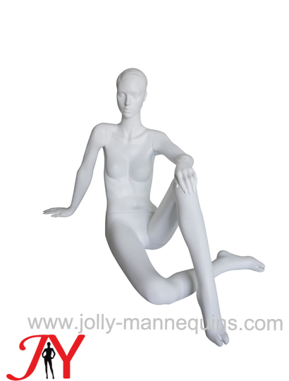 Jolly mannequins white color realistic whole body female sitting Mannequin for display DONAD-1067