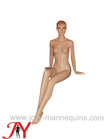 Jolly mannequins sculpture hair skin color sitting realistic female mannequin JY-TN1072