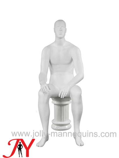 Jolly mannequins fashion store window display white matt color male sitting mannequin JY-P001