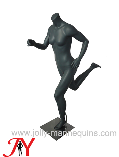 Jolly mannequins female headless sport running mannequin strolling pose metallic grey color MA-11