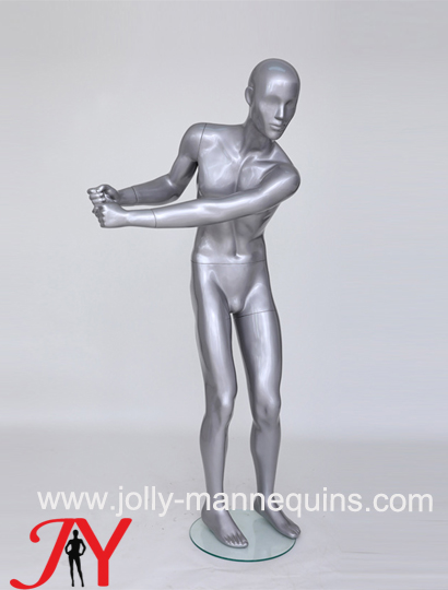 Jolly mannequins- silver glossy abstract head male sport playing golf man mannequin PGHM-2