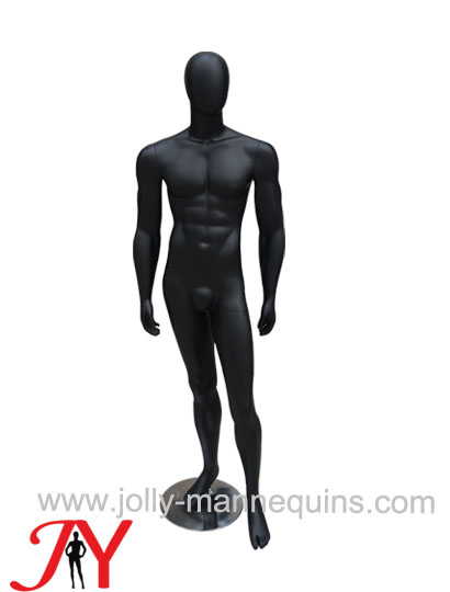 Jolly mannequins-Black color egghead standing male mannequin with base MR-18