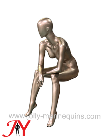 Jolly mannequins-best selling gold color abstract sitting female mannequin EGGS-C05