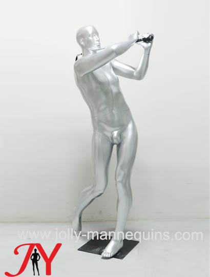 Jolly mannequins-silver color abstract full body playing golf male sports Mannequin JY-0053