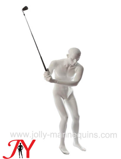 Jolly mannequins-white matte color realistic full body playing golf male mannequin JY-0054