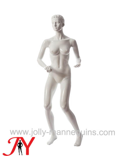 Jolly mannequins-white glossy color realistic playing badminton female mannequin JY-0037