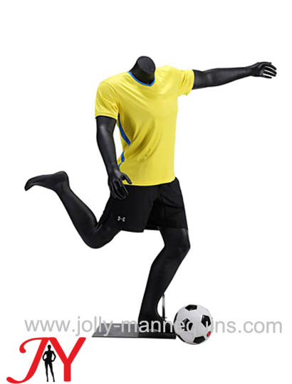 Jolly mannequins-black color male headless athletic kicking football mannequin JY-0029