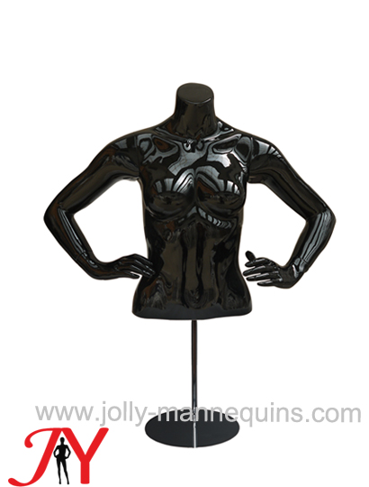 Jolly mannequins black color female torso fiberglass mannequin JY-FB33 
