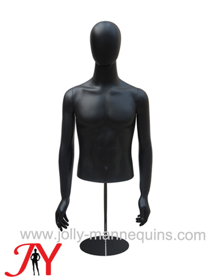 Jolly nannequins black color egg head torso male mannequin straight arms RPM-1ST