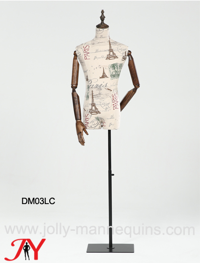 jolly mannequins printed linen square adjustable base male dress form DM03LC