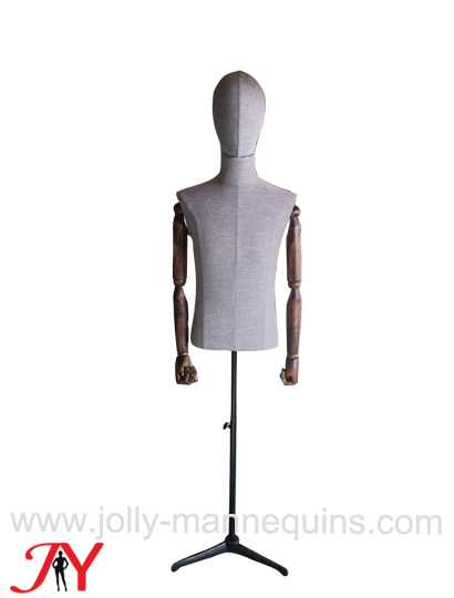 jolly mannequins custom colored gray linen male dress form DM05LB