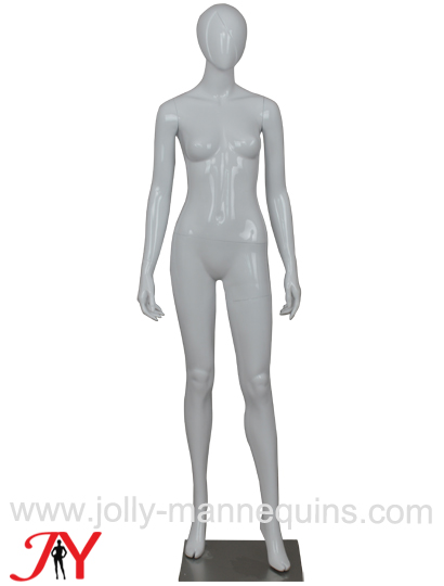 jolly mannequins standing straight arms left leg leaning pose female abstract head mannequin with hairlines Amber-2